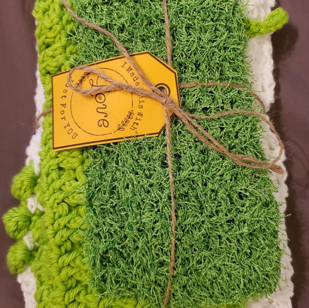 Handmade Bundle Crochet Kitchen Towel Set of 3